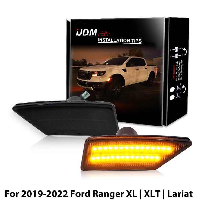2 pezzi per Ford Ranger XL 2019-2022 | XLT | Gruppo luci di posizione laterali Lariat Luci di posizione di marcia per paraurti anteriore ambrate/DRL 12V