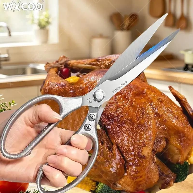 NEW Stainless Steel Extended Kitchen Scissors Multi-functional BBQ Meat Cutting Scissor Knife Chicken Bone Scissors for Kitchen