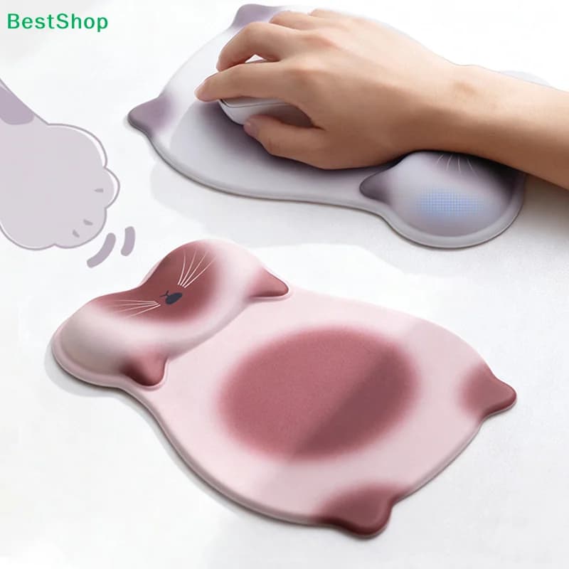 〔Reb〕Tappetino per mouse in silicone 3D Kitten, tappetino per poggiapolsi, antiscivolo