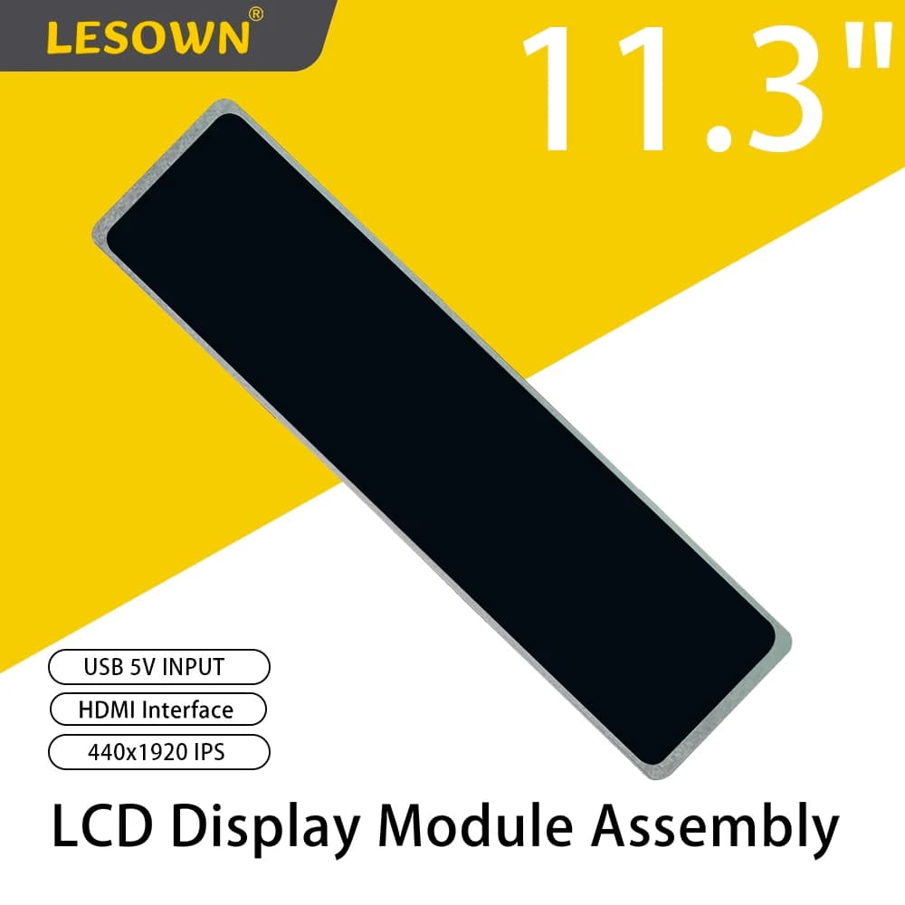LESOWN Bar 11.3 inch Long Display LCD HDMI Module 440x1920 Secondary Screen CPU GPU Temperature Monitor