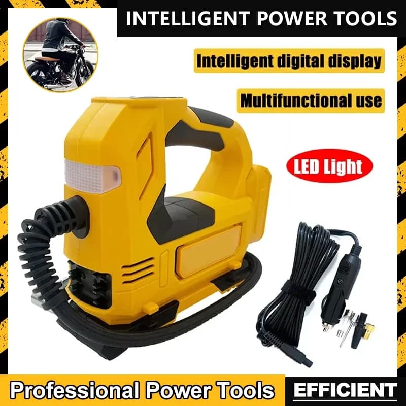 Fit DEWALT Pompa d'aria portatile per batteria da 18 V Strumento di gonfiaggio a batteria per pompa elettrica per moto per gonfiatore di pneumatici per auto