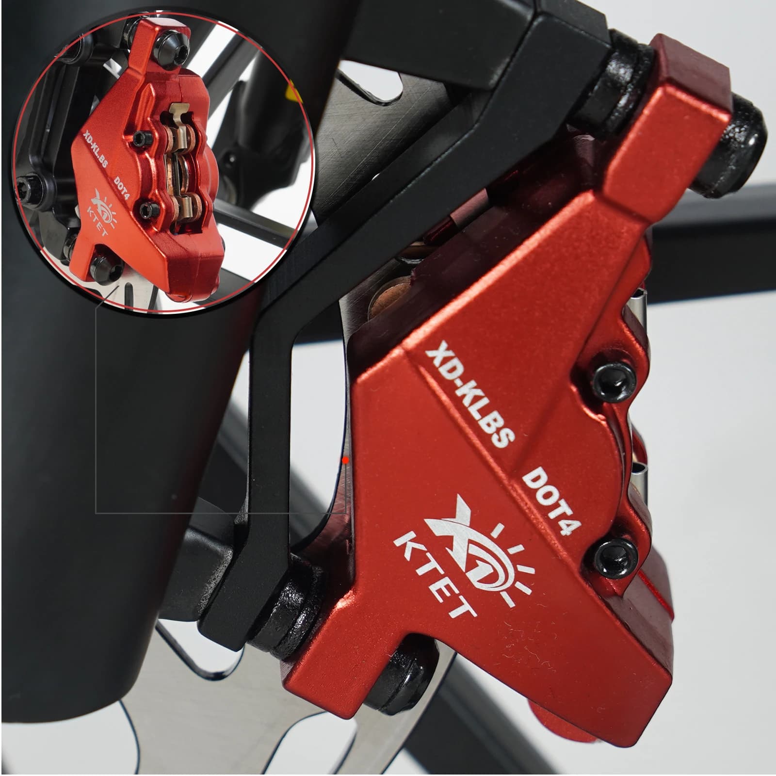 KTET Power Cut Off Hydraulic Brake Set: Easy Install 2 Piston Calipers for Electric Bike, Complete Aluminum Alloy Disc Brake Kit