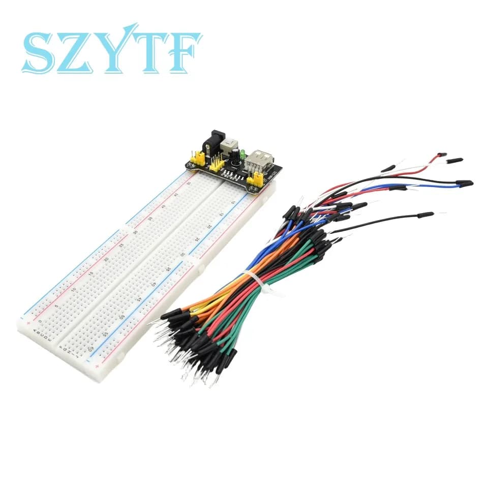 Modulo di alimentazione breadboard MB102 da 3,3 V 5 V + MB-102 Kit breadboard prototipo senza saldatura da 830 punti + 65 cavi jumper flessibili