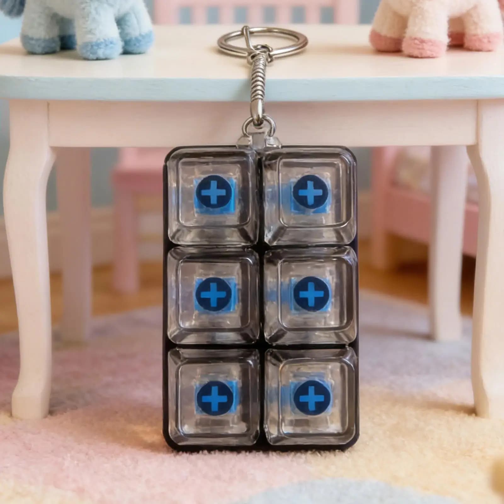Giocattoli antistress a forma di tastiera, 6 pulsanti, portatili, sensoriali, portachiavi con tastiera, clicker per bambini, ragazzi, casa, ufficio, scuola, aula.