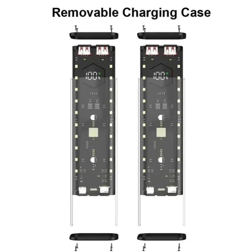 Custodia trasparente fai-da-te per power bank con supporto per 4 batterie 21700, doppia USB, caricatore per cellulare, scatola portaoggetti Type-C per iPhone e Xiaomi
