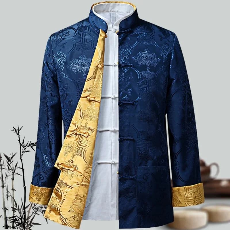 Camicie da uomo in stile cinese Cappotti Kung Fu Cina Capodanno Tang Suit Abbigliamento tradizionale per uomo Giacche Hanfu Abbigliamento uomo