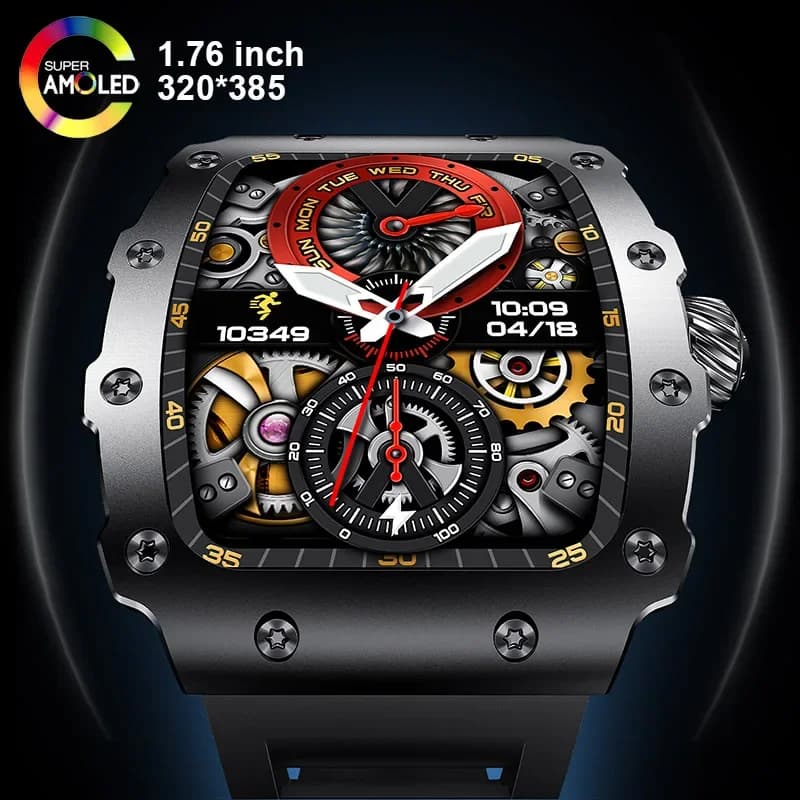 New Trend Smart Watch 1.76 inch AMOLED 3D Dynamic Dial IP67 Waterproof Bluetooth Call NFC Voice Assistant Man Sport Smartwatch