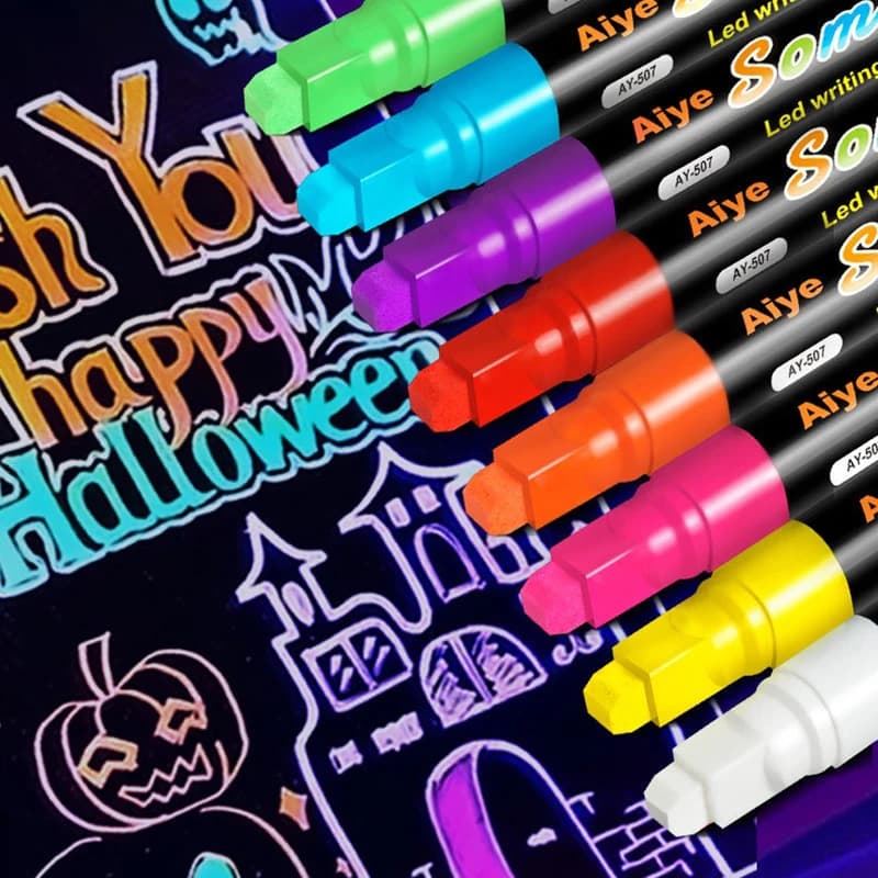 Set di pennarelli fluorescenti evidenziatori a LED cancellabili con gesso liquido da 7/8/10 mm per lavagna, finestre in vetro, pittura, gesso pubblicitario