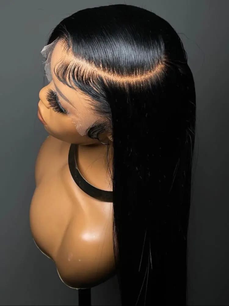 40 42 inches 13x4 13x6 HD transparent bone straight front wigs in lace 250% Brazilian human hair wigs 5x5 Glueless lace closure wigs