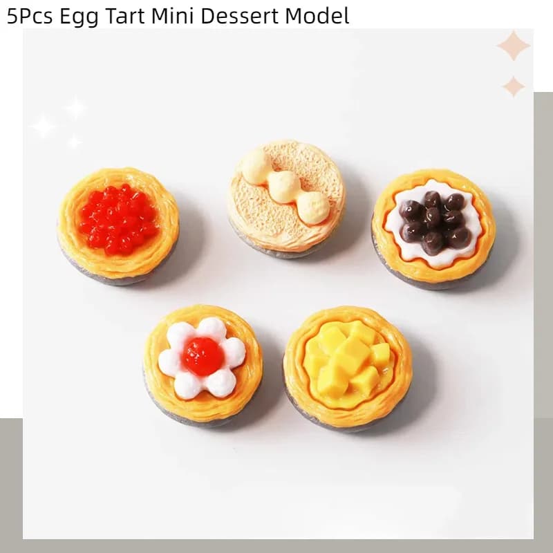 5Pcs 1/12 Simulation Egg Tart Mini Dessert Model Dolls House Food Decor Accessories