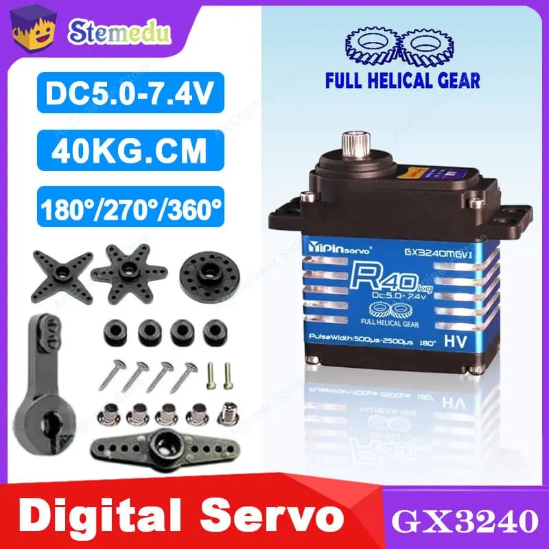 Servo impermeabile a coppia elevata da 40 kg - Protezione IP68 per ingranaggi elicoidali in acciaio per camion RC 1/8 1/10 e robot da competizione