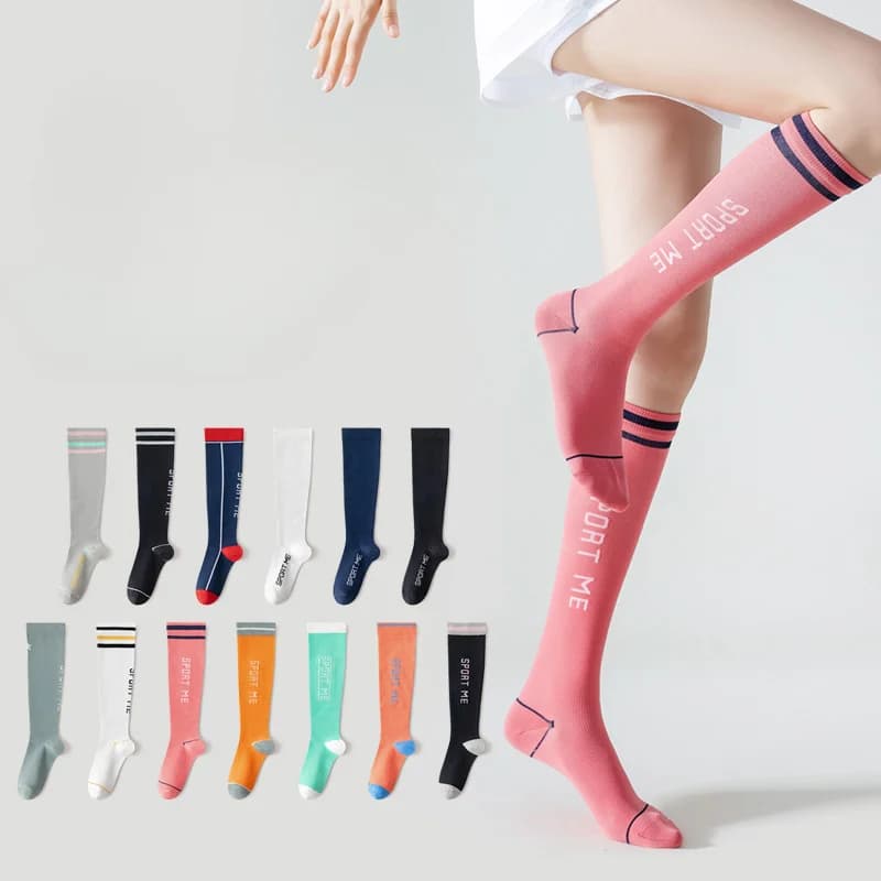 Sports muscle compression socks for women's fitness, running, jump rope, pressure socks for calves, thin and breathable socks for long tube