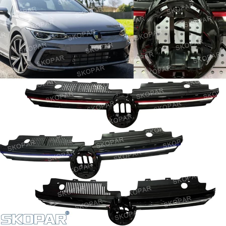 Top central grid for VW Golf 8 MK8 GTI R-Line 2020 2021 2022 2023 2024 front car accessories LED DRL light gear lamp