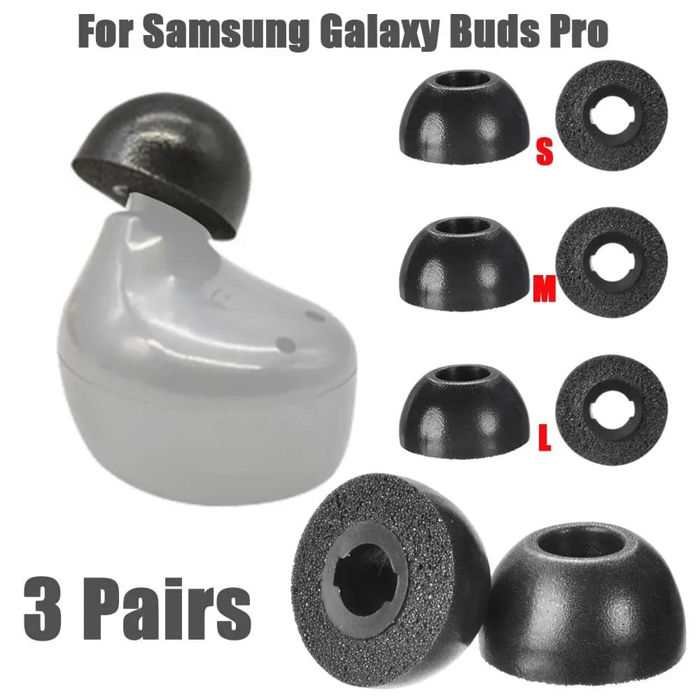 3 pairs of memory foam spare tips for Samsung Galaxy Buds Pro anti-slip wireless earphones prevents the fall of black ears