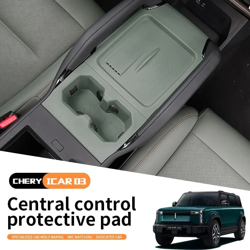 For CHERY iCAR 03 Central control water cup for cars TPE anti-slip wireless charging panel for interior car