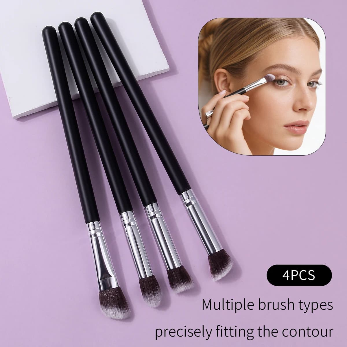 4 soft brushes for eye shadow, eyebrow brush, brush for shades, brush for details, multifunctional eye makeup brush, beauty tool
