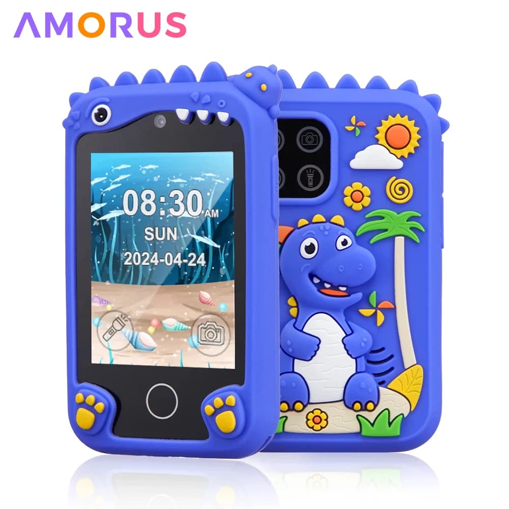 AMORUS Giocattolo per smartphone per bambini Touchscreen da 2,8 pollici Fotocamera digitale Giocattoli per ragazzi Ragazza Giocattoli Lettore musicale Regalo di compleanno di Natale