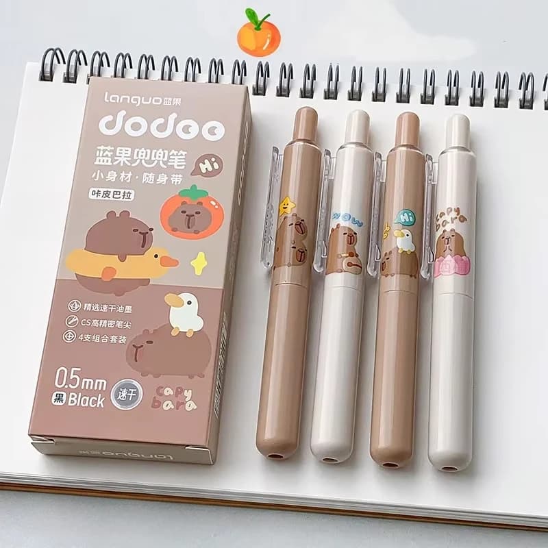 4 pezzi carino capibara penne gel animale cartone animato penna da scrittura ultra spessa 0,5 mm inchiostro nero penna gel per studenti della scuola