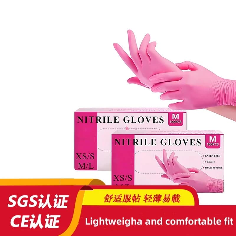 100/50/20PCS Guanti in nitrile monouso rosa Guanti per pulizia non sterili senza lattice per la cucina di casa Cucina Estetista Tinture per capelli