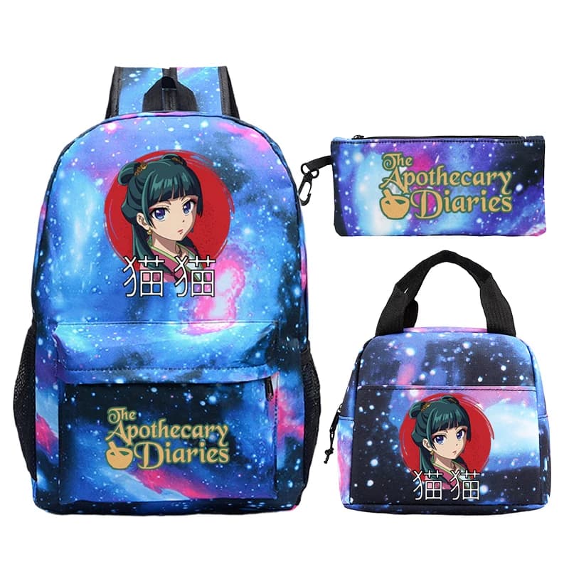 Anime The Apothecary Diaries 3Pcs Set Girls Boys Backpacks Cartoon Maomao Schoolbag Manga Bagpack With Lunch Bags Pencil Case
