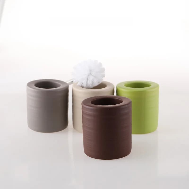 KULE HOME Portascopino WC in Ceramica Creativo con Manico Lungo, Strumento per la Pulizia del Bagno Senza Foratura, Spazzola per la Pulizia del WC