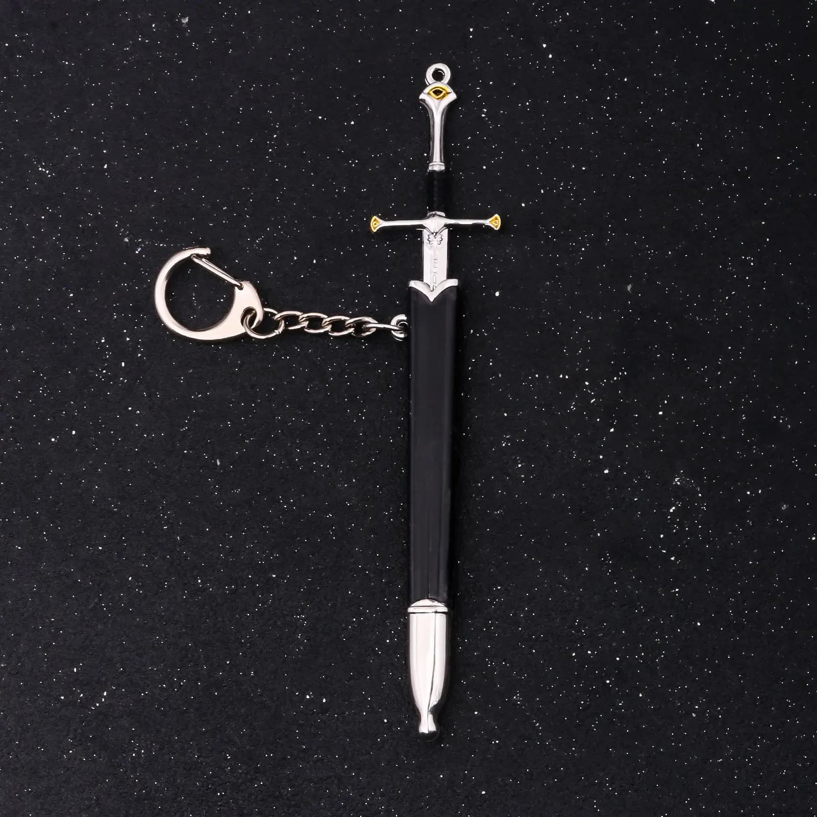 12 Aragorn Narthil Sword Keychains Elves Anduril Medieval Weapon Ring Metal Katana Samurai Sword Bag Pandant Men Ornaments Gifts