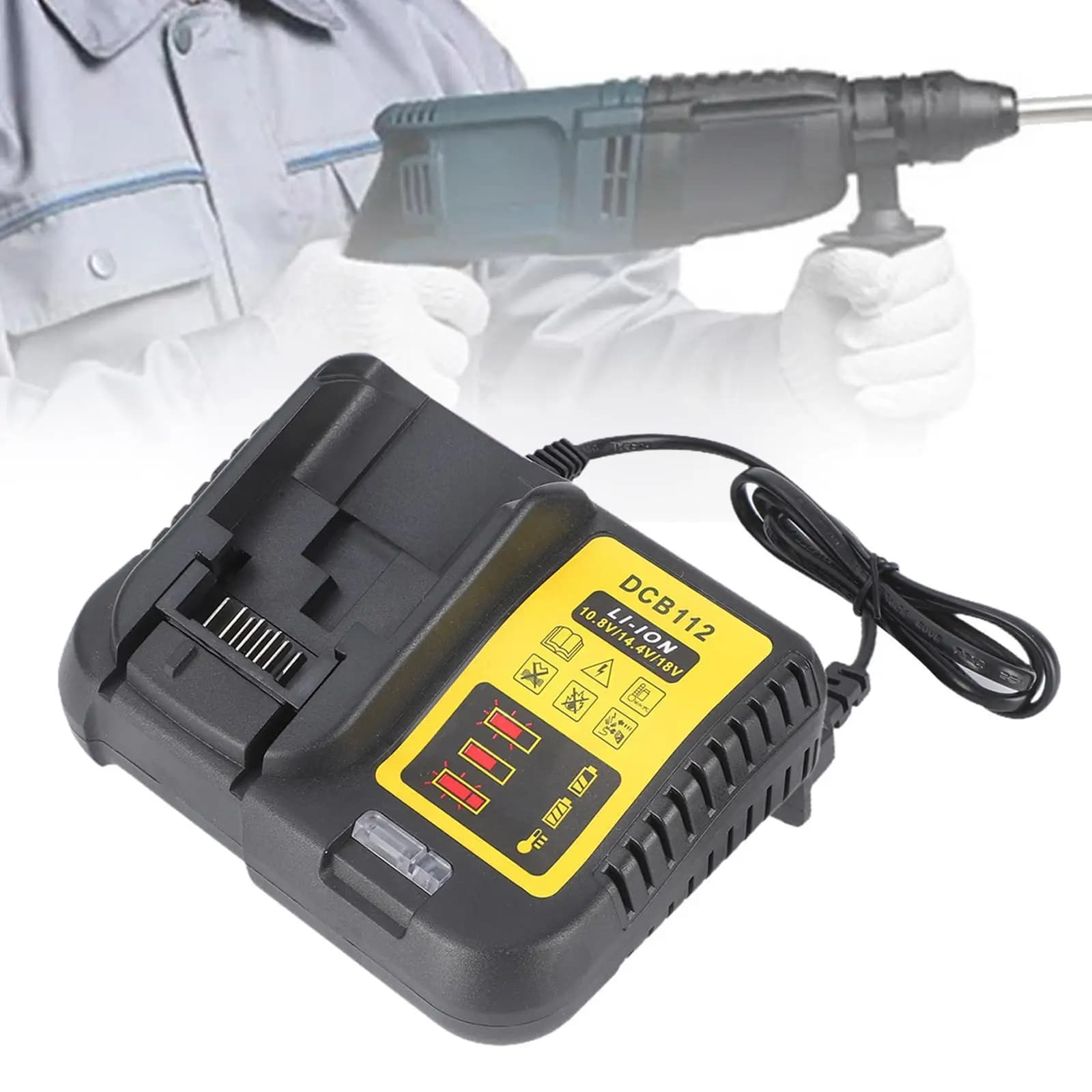 Chiave per caricabatteria per utensili elettrici Pezzo di ricambio Robusto ricaricabile professionale per utensili elettrici Dcb112 portatile Spina UE DC21V 25W