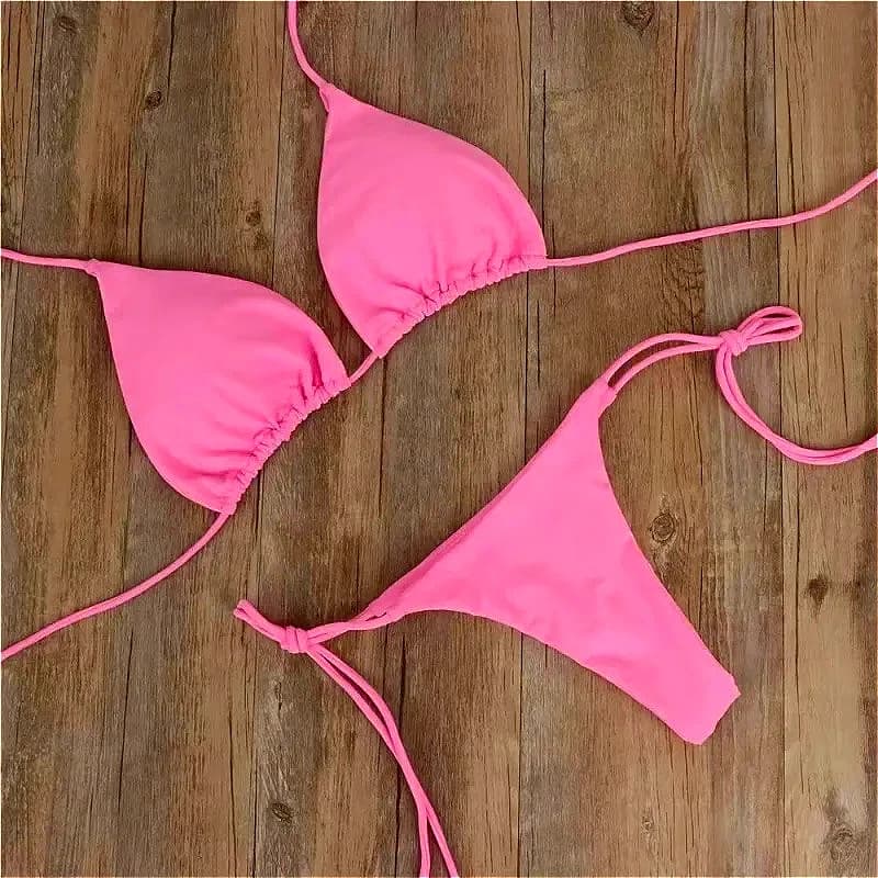 2025 Sexy bikini set Swimwear Women's Swimwear Swimwear Two Piece Swimwear Beachwear Swimwear with Straps Pink Low waist