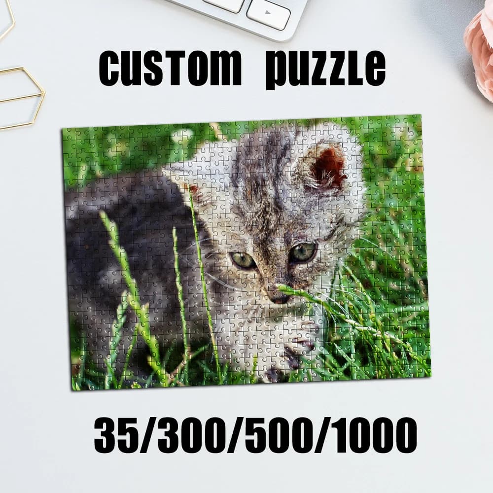 35/300/500/1000pcs Personalized Custom Photo Puzzle scenery photo for Dad Grandmother Grandad Godmother