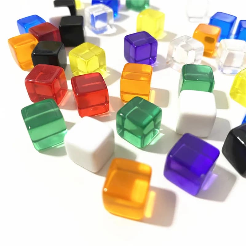 50 Pz/set 10mm Trasparente Cubi Colorati Blocchi Vuoto D6 Dadi Pezzo degli Scacchi Con Setaccio Ad Angolo Retto Per Puzzle Giochi Da Tavolo