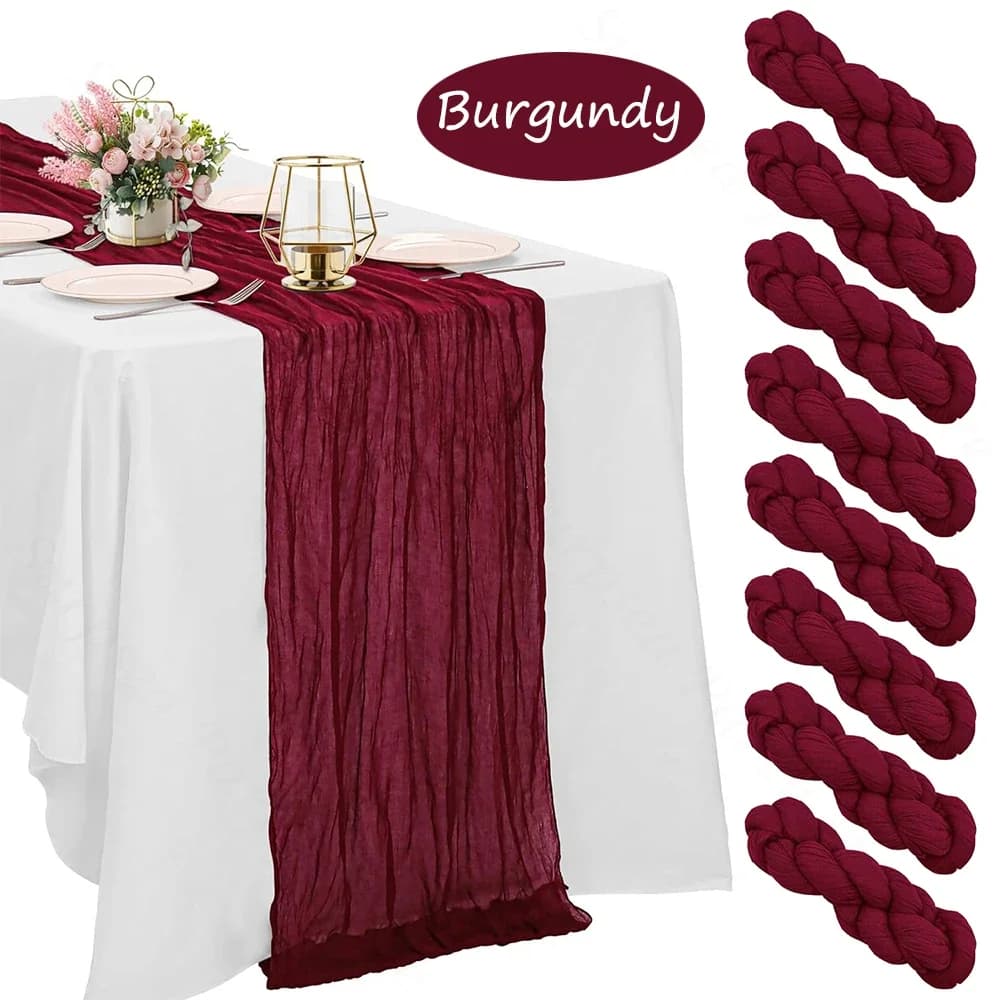 Runner da tavolo bordeaux, garza di garza, rustico, boho, runner da tavolo in stoffa, matrimonio, addio al nubilato, decorazioni per feste di compleanno