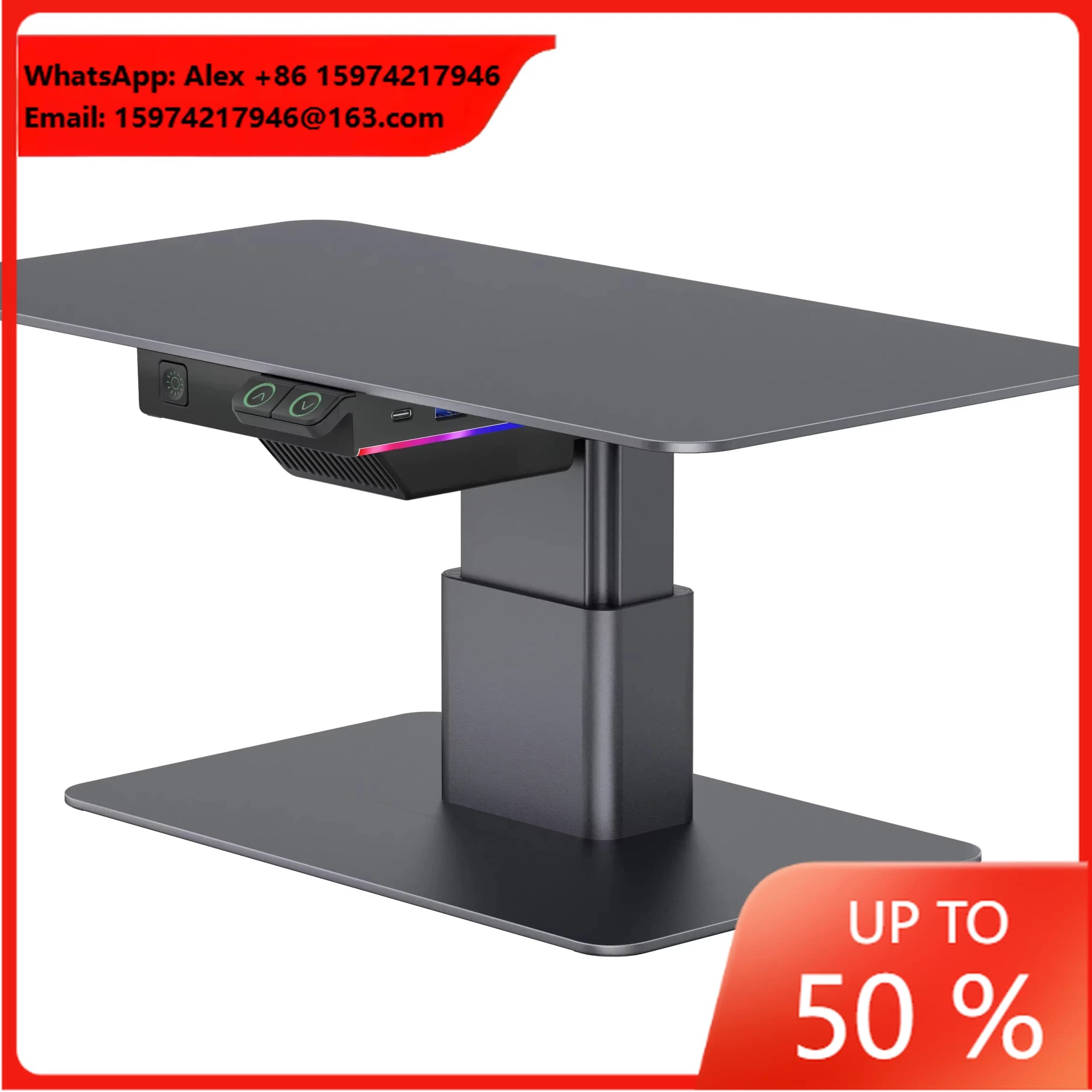 IDock Home Office Desktop Adjustable Gaming Lights Computer LED Monitor Riser Stand With USB HUB