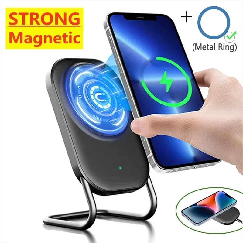 Supporto per caricabatterie Wireless magnetico Pad di ricarica rapida per iPhone 15 14 13 12 Pro Airpods supporto per caricabatterie per telefono Macsafe Dock Station