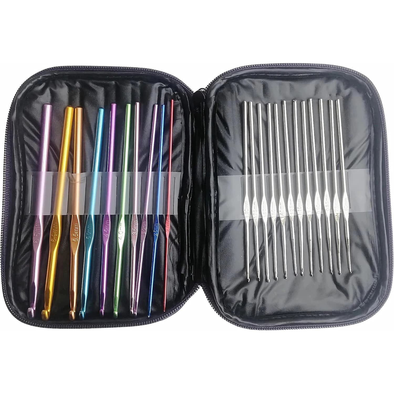 Set di 22 Uncinetti Colorati in Lega di Alluminio per Lavori a Maglia e Tessitura, 0,6mm - 6,5mm