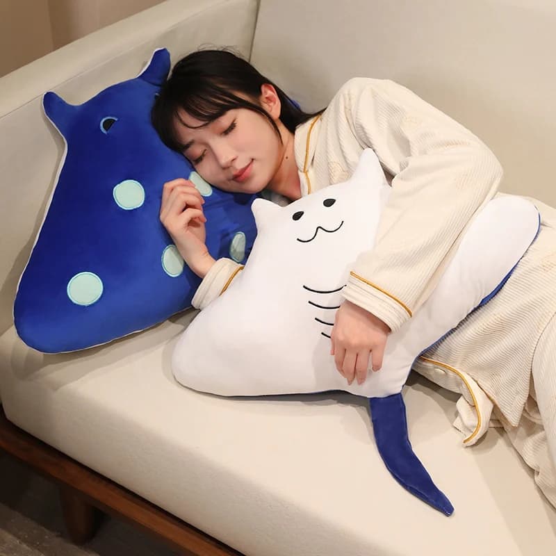 35/50/60/80cm Soft Stuffed Animal Throw Pillow Devil Ray Fish Plush Toy Kawaii Devil Ray Flying Fish In The Water Doll