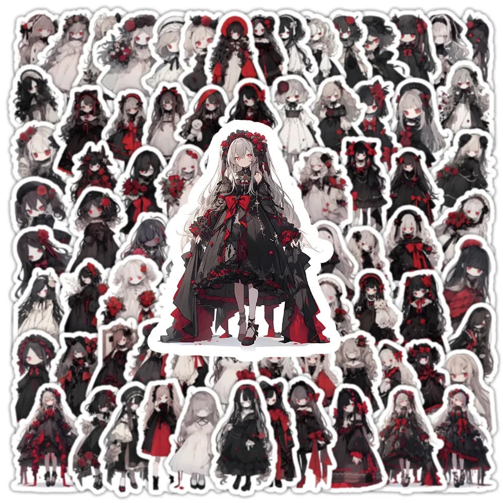 100 pezzi di cartone animato carino gotico piccola lolita graffiti adesivi per bicicletta conto a mano astuccio decalcomanie anime Worlds Store