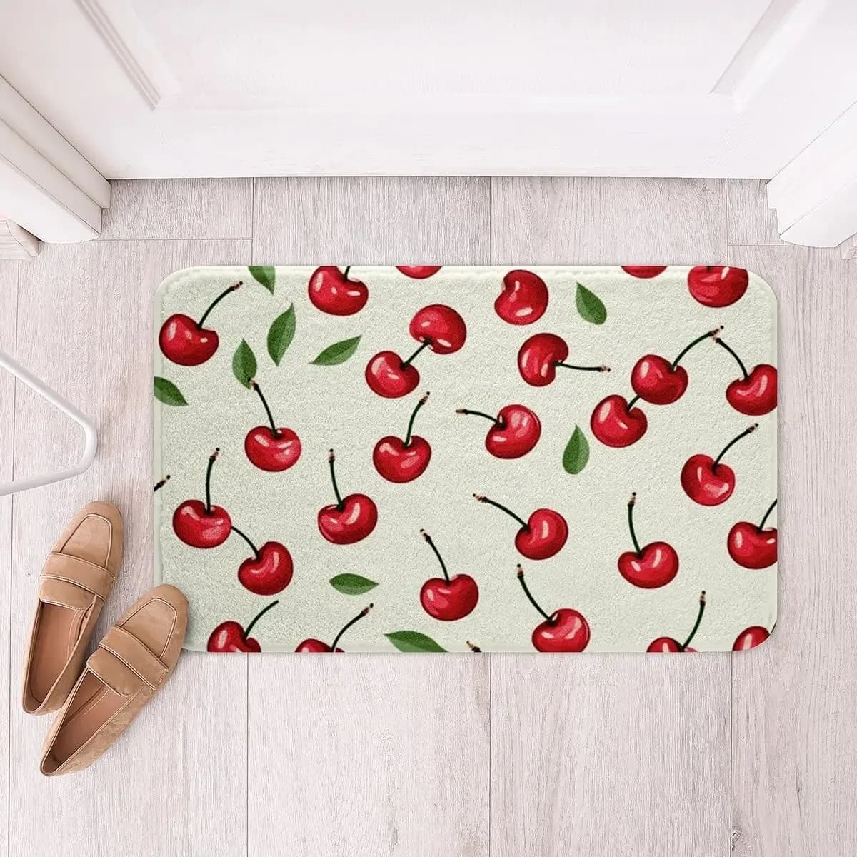 Vivid cherry bath mat, delicious fruit pattern, new entrance mat, decoration for bathroom door pad