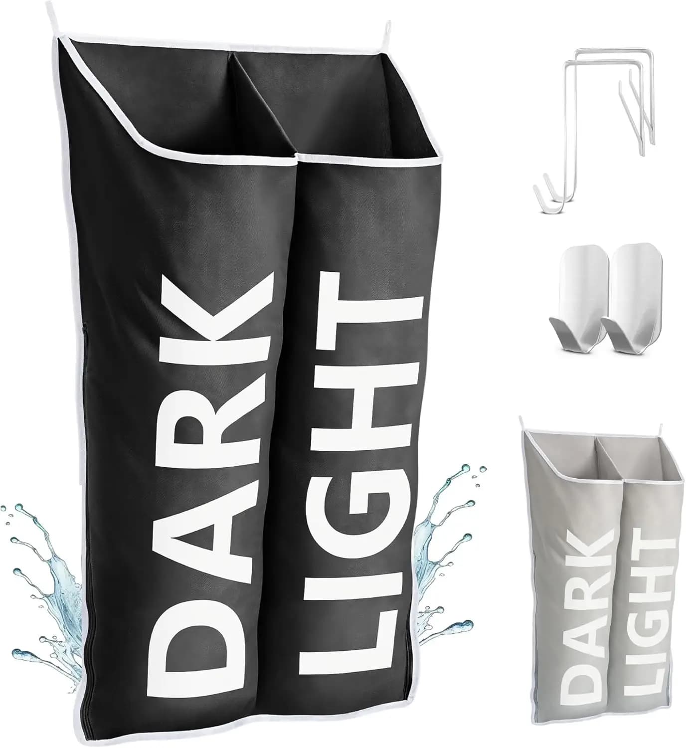 XL Hanging Laundry Hamper Bag 40x22" Over Door Storage, Space Saving for Clothes & Bathroom