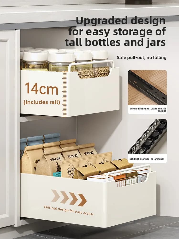 Five-sleeved kitchen cabinet basket, cabinet organizer, high carbon steel multifunction container