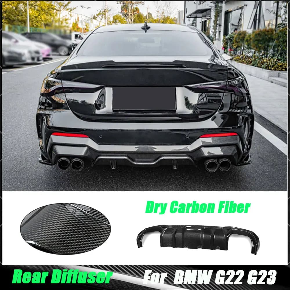 Per BMW Serie 4 G22 G23 Coupe 2021 + Paraurti posteriori in fibra di carbonio a secco Kit corpo diffusore labbro FRP labbro posteriore Car Styling