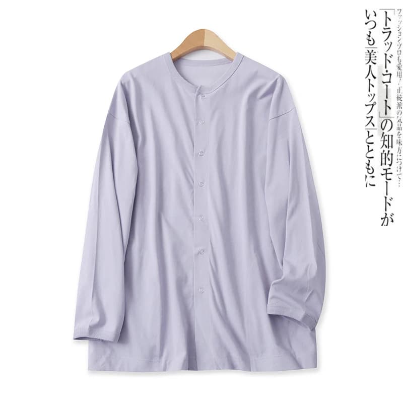 Loose Long Sleeve round Neck Casual Outerwear Women's Spring Autumn New Style Button Front Coat Elegant Versatile Lady's Jacket