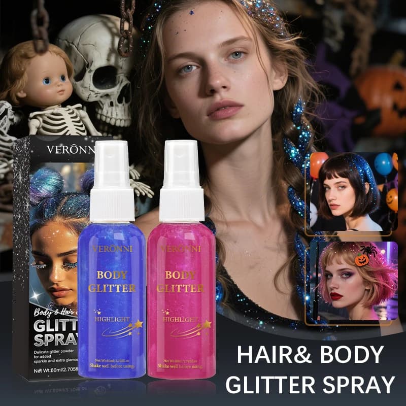 Spray evidenziatore liquido, spray glitter ad alta lucentezza, spray evidenziatore olografico, trucco per feste di Halloween per il corpo a lunga durata