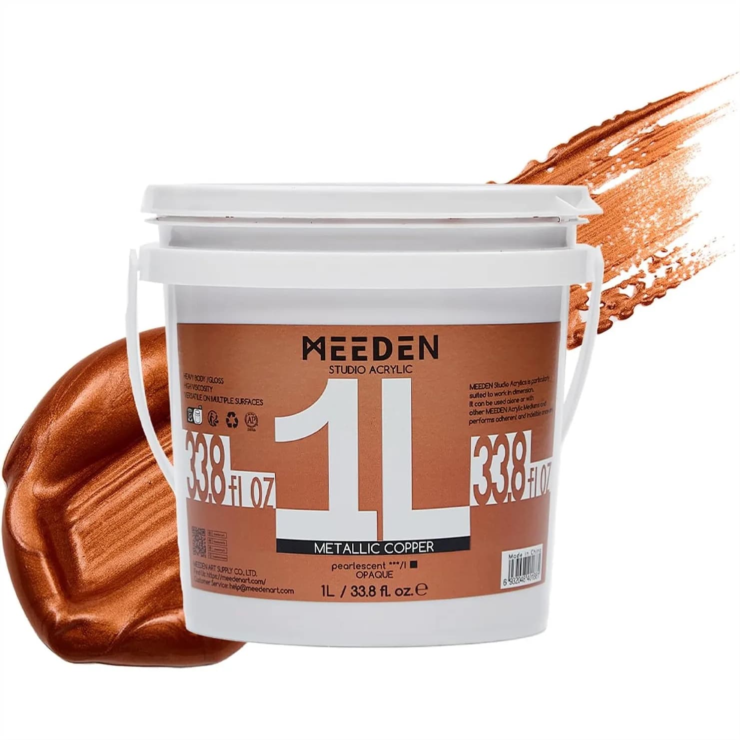 Metallic Copper Acrylic Paint 1L Gloss Finish for Canvas Crafts Furniture Home Decor