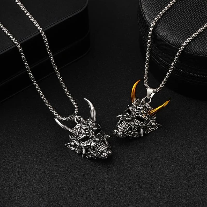 European and American retro gold and silver horn pendant hip-hop trendy fashion chain necklace for men and women