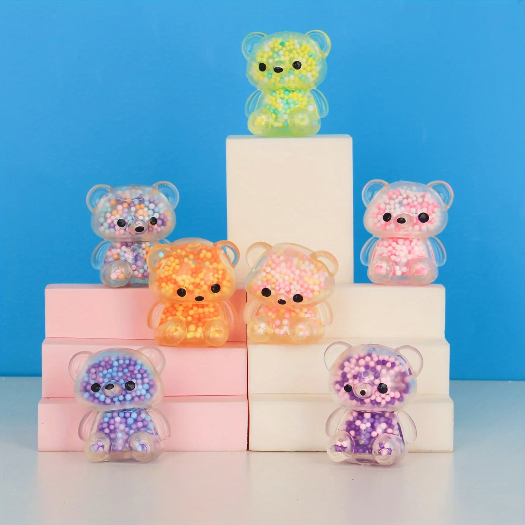 Mini Orsetti Squishy Antistress Colorati, Gadget per Cesti di Pasqua e Regali per Feste