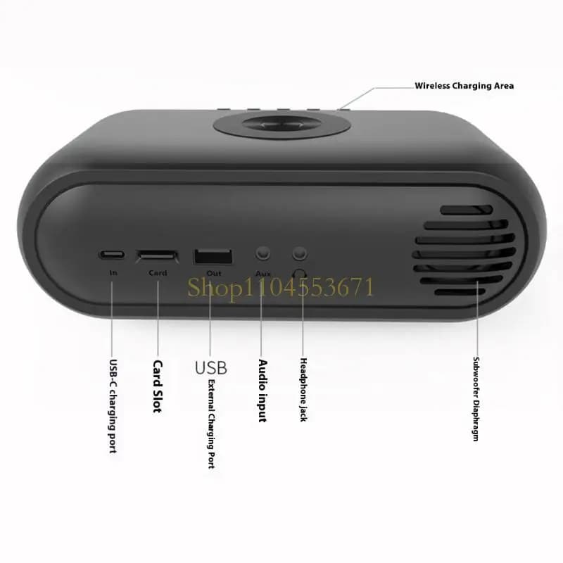 Best Seller Sveglia LED Adattatore ricarica wireless da 15 W Altoparlante compatibile per casa