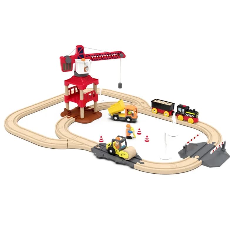 Set di binari ferroviari in legno Treno elettrico Modello magnetico per auto Slot pressofuso Adatto a tutte le marche Biro Pista in legno Assemblare Toy Boy Gift