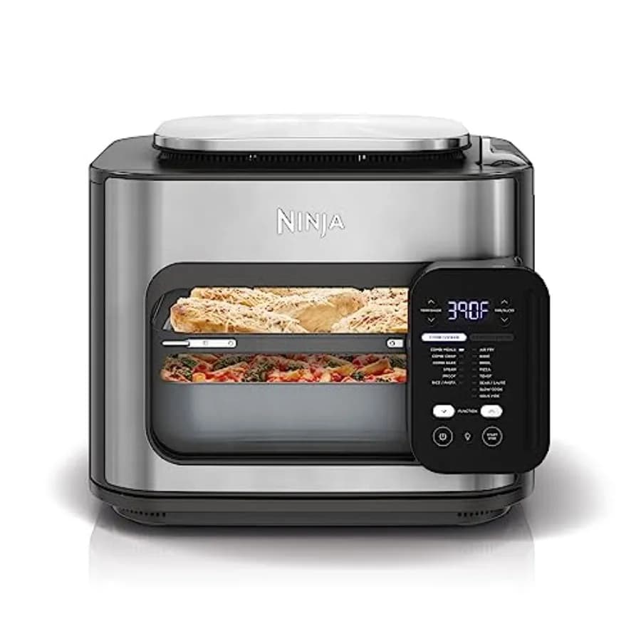 R-SFP701 Forno Multicooker 14-in-1 con Friggitrice ad Aria, Pasti in 15 Minuti, 3 Accessori, Grigio, Ricondizionato