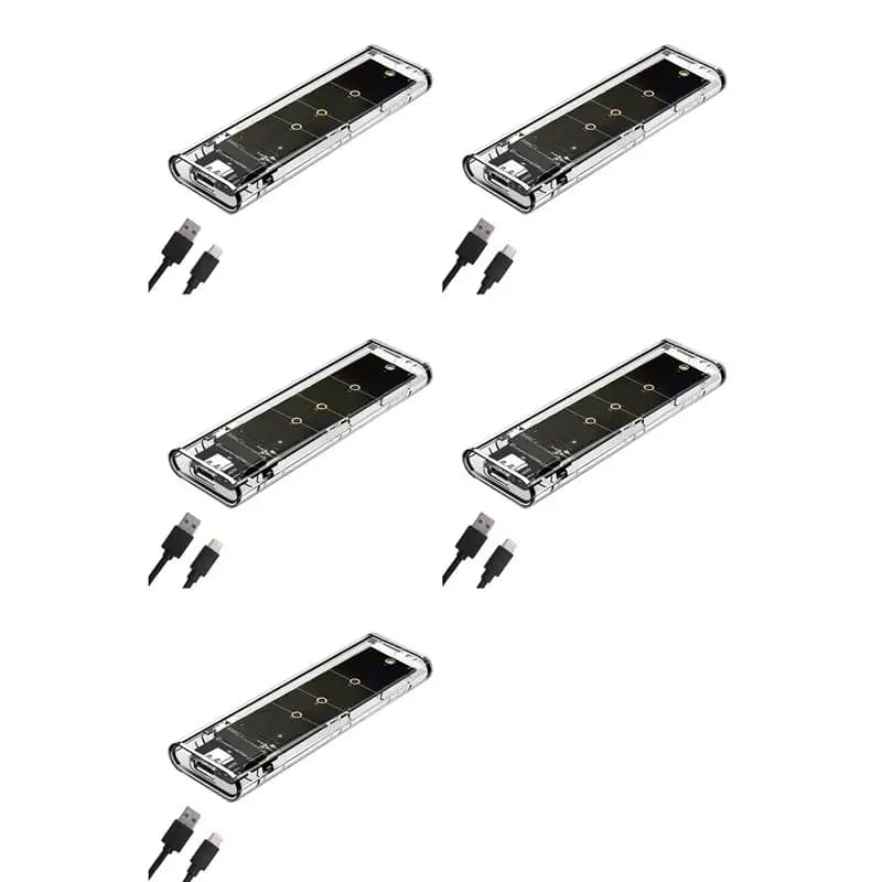【REGALO】5X M.2 NGFF SATA Dual Protocol SSD Case Clear USB Type C 10Gbps PCI-E M2 SSD Enclosure esterno trasparente