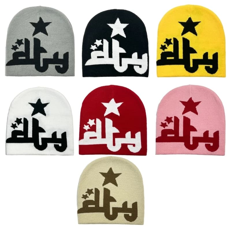 Knitted Beanie Hat for Students Adult Windproof Foldable Winter Hat Handmade Jacquard Star Keep Warm Cycling Hat